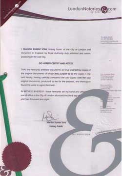 中國(guó)駐英國(guó)領(lǐng)事館認(rèn)證樣本