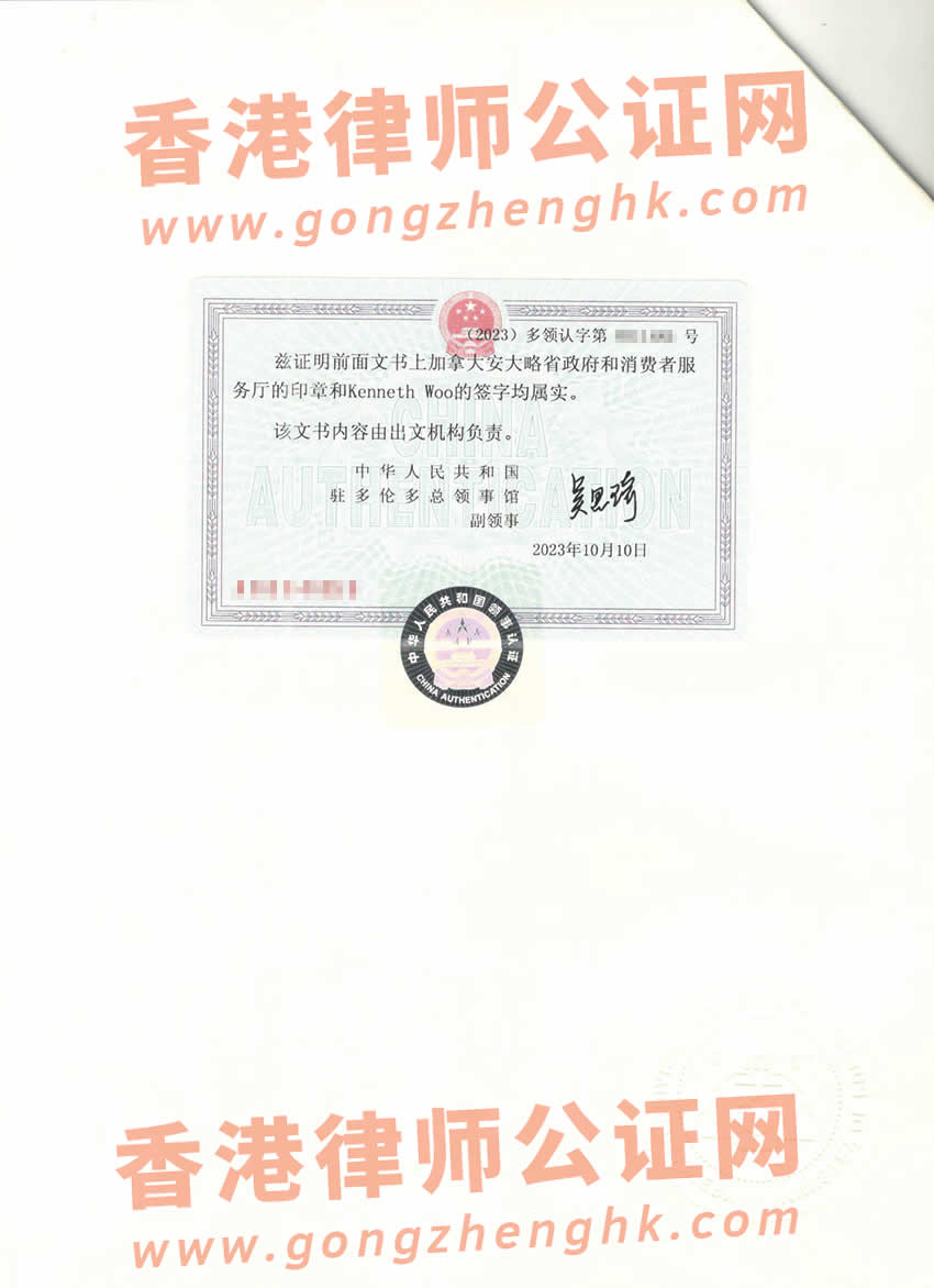 離異的加拿大人辦理單身聲明三級使館認證用于在香港結婚所得樣本
